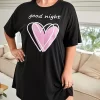 Good Night Printed Women's High Stretchy Nightgown Home Half Skirt Plus Size Women's Dress Comfortable/Breathable