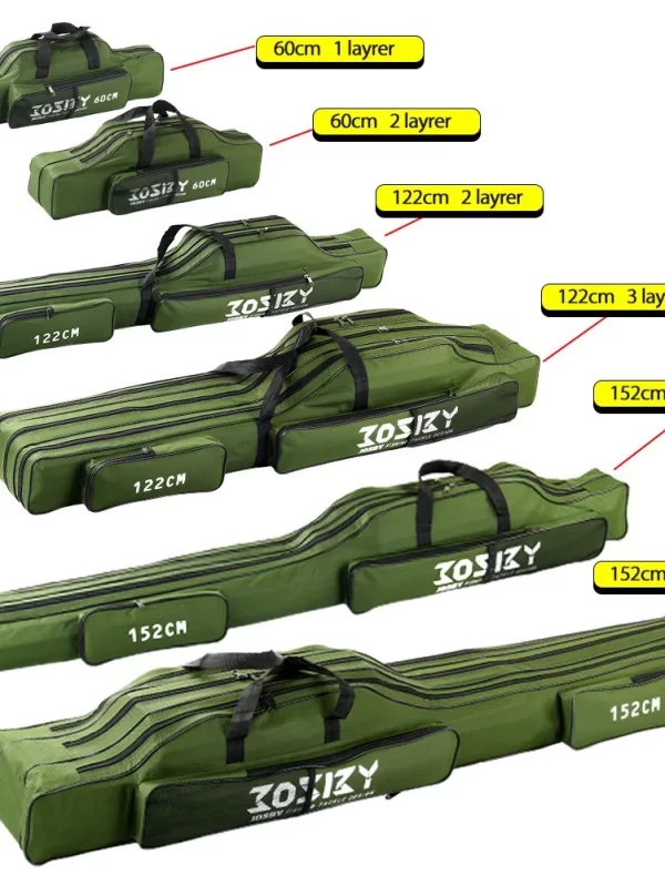 Dobrável Pesca Tackle Sacos, caso zipado, bolsa de armazenamento, suporte para vara de pesca, pano Oxford, 60 cm, 100 cm, 122 cm, 150 cm, 152 cm, 180cm - Image 2