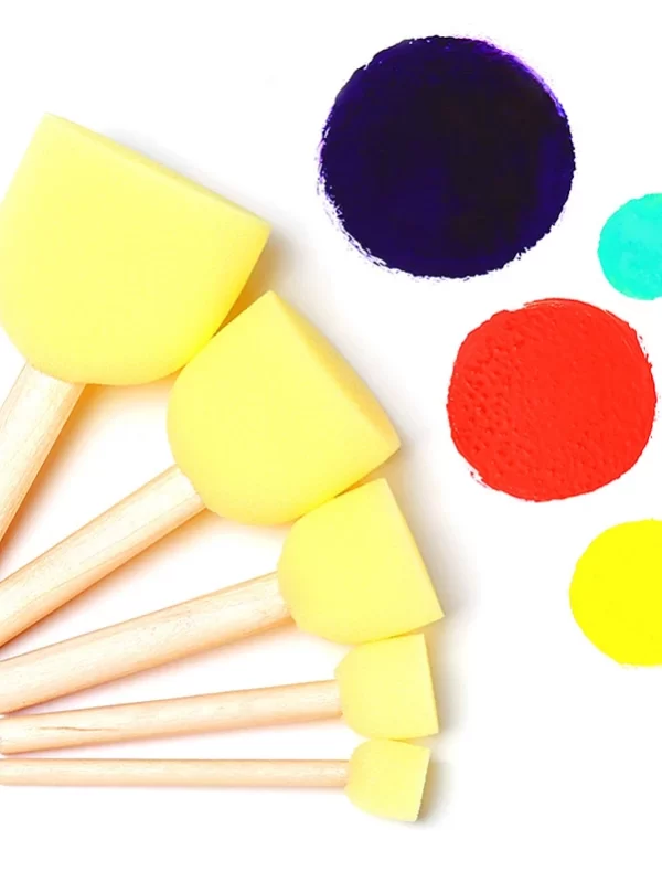 4Pcs/setKid Sponge Paint Brush Original Wooden Handle Painting Graffiti Early Toy DIY Art Supplies Gifts Sponge Paint Brush