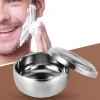 1pc clássico liga de sabão de barbear tigela com tampa para homens segurança barbear creme caneca barbeiro facial barba limpeza recipiente presente dos homens
