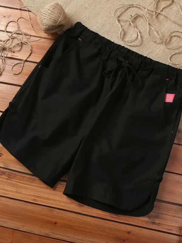 Shorts casuais soltos masculinos, de linho de algodão, respirável, curto hip-hop, plus size, masculino, verão, novo - Image 5