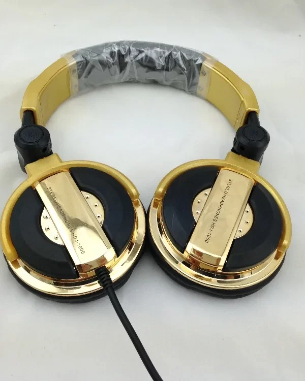 Profissional DJ com fio auscultadores, ruído isolamento Headset, Audio Monitoring Casque, Big, Golden, Fone de ouvido