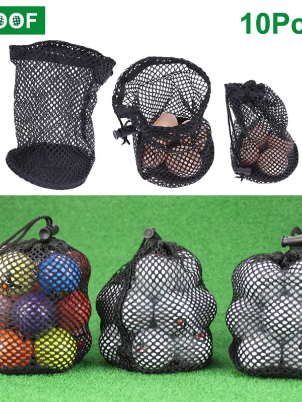 Bolsas de golfe com cordão deslizante, sacola de malha preta para bolas de tênis de golfe, brinquedos para mergulho, pode conter 16 bolas de golfe