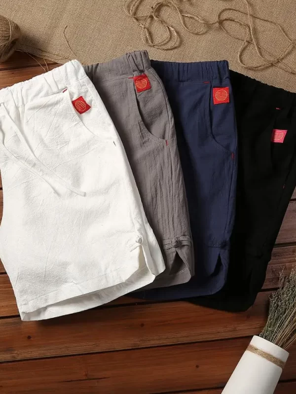 Shorts casuais soltos masculinos, de linho de algodão, respirável, curto hip-hop, plus size, masculino, verão, novo - Image 3
