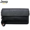 Jeep buluo famosa marca masculina bolsa dia embraiagens sacos de luxo para o telefone e caneta alta qualidade spilt carteiras de couro saco de mão