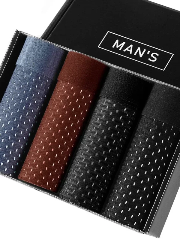 Cuecas masculinas respirável boxer fibra de bambu, cuecas masculinas, cuecas mesh, calcinhas plus size, 5XL, 6XL, 7XL, 8XL, 4pcs