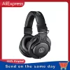 Audio Technica-ATH-M30x Professional monitoramento fones de ouvido, alta fidelidade, fechado, dinâmico, em, fones dobráveis, monitoramento