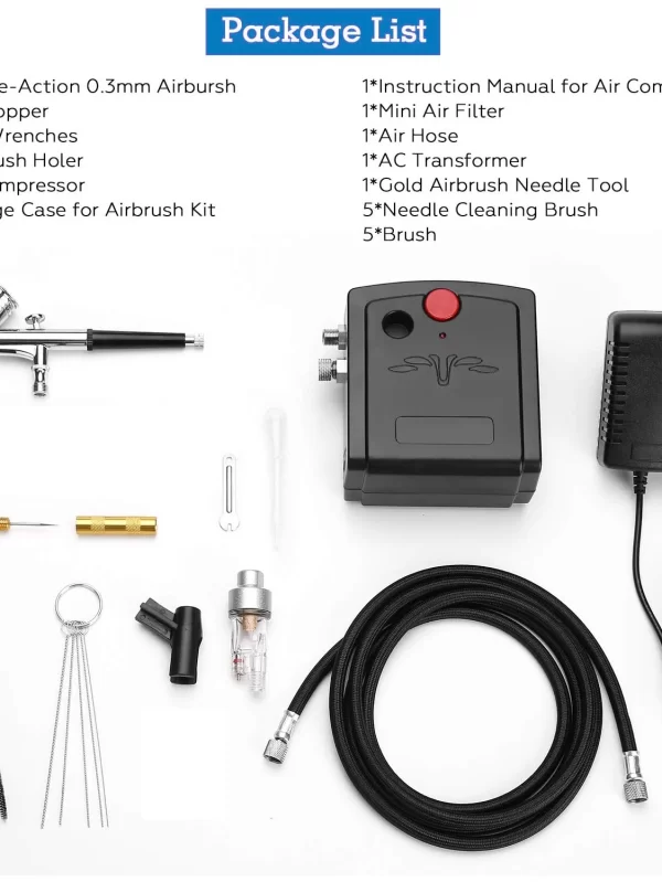 Mini Air Brush Kit with Portable Air Brush Compressor Set, Dual-Action Gravity Air Supply Brush for Painting, Cake Decoration, H - Image 4