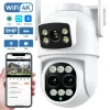 4K HD 9MP PTZ IP Camera 8X Zoom Three Lens Home Security H.265 Motion Detection ICSEE Outdoor CCTV Surveillance Camera