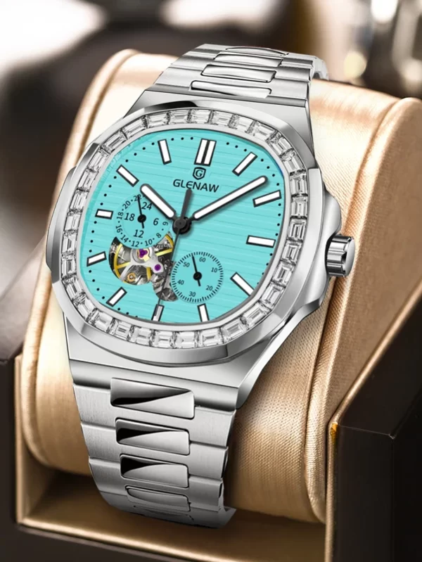 GLENAW Dual Seconds Dual Hour Hand Mechanical Watch Original Stainless Steel Authentic Watch Night Glow Waterproof Men's Watch - Image 5