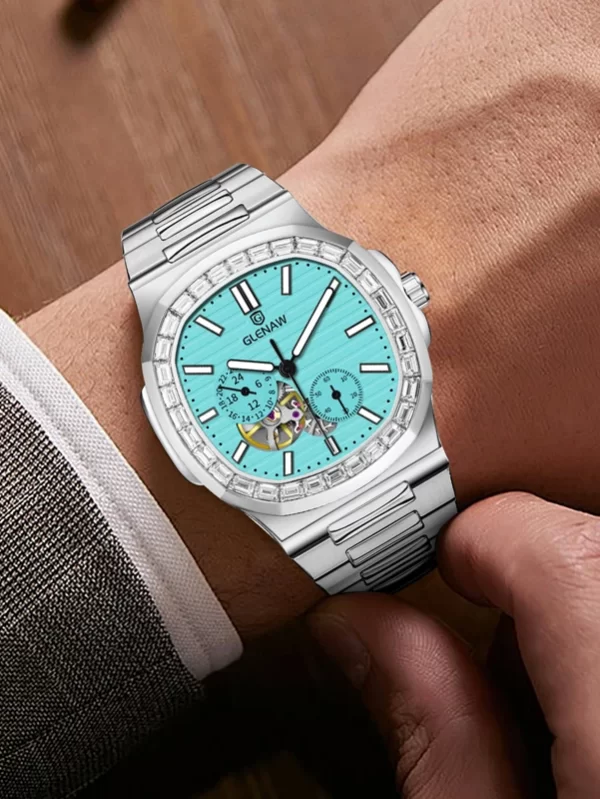 GLENAW Dual Seconds Dual Hour Hand Mechanical Watch Original Stainless Steel Authentic Watch Night Glow Waterproof Men's Watch - Image 3