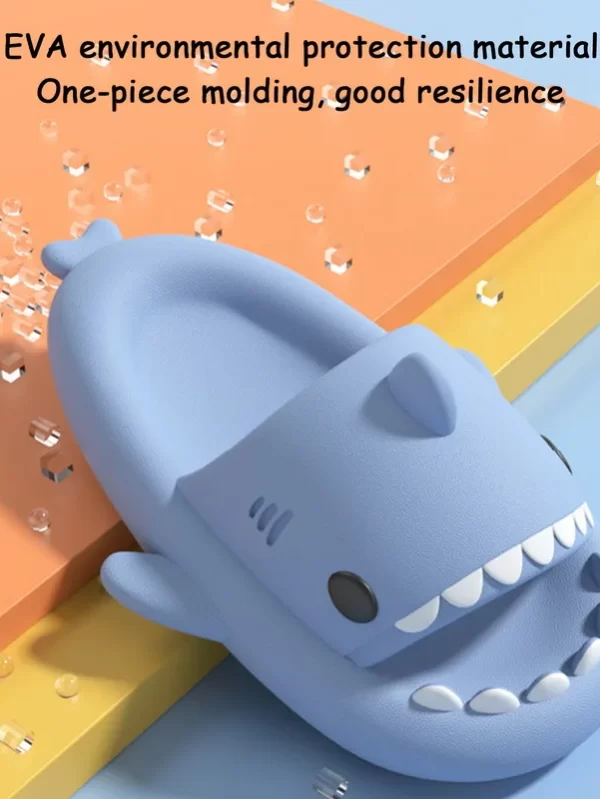 Comwarm Lovely Kids Shark Slippers Fashion Children Cartoon Sandals Girls And Boys House Flat Sandals Thick Sole Beach Slides - Image 4
