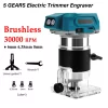 5 Speeds Brushless Electric Trimmer Engraver 1600W Cordless Wood Router Woodworking Engraving Slotting Tools for Makita Battery