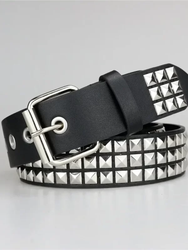2024 New Square Bead Rivet Belt Metal Pyramid Belt Men and Women Punk Hardware Jeans Belt Y2K Belt Designer Belt Women's Belts