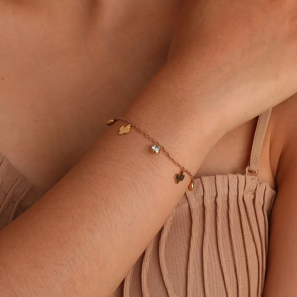Pulseira De Zircão De Aço Inoxidável, Abacaxi, Borboleta, Árvore Da Vida, Luz Pingente De Cacto, Artesanato De Luxo, Pulseiras Coreanas, Jóias - Image 3