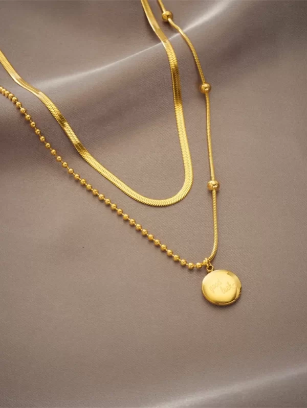 XIYANIKE-Dupla Camada Colar de Pérolas em Forma de Coração para Mulheres, Aço Inoxidável 316L, Luxo Cor Dourada, Presentes de Casamento, 2023 - Image 3