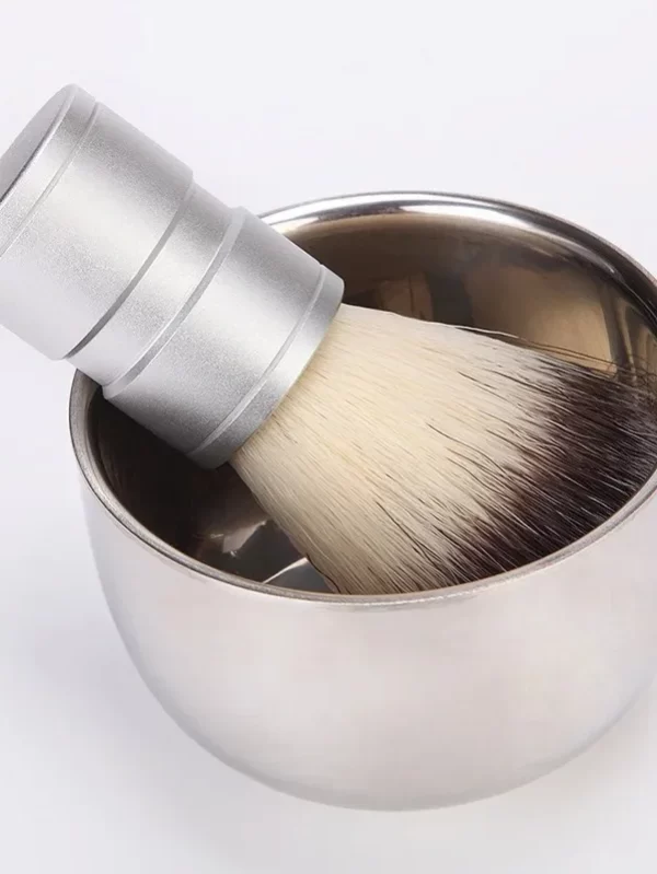 Escova de barbear barba de aço inoxidável, cabelo animal Metal Bowl, agitação manual e espuma, limpeza facial masculina - Image 5