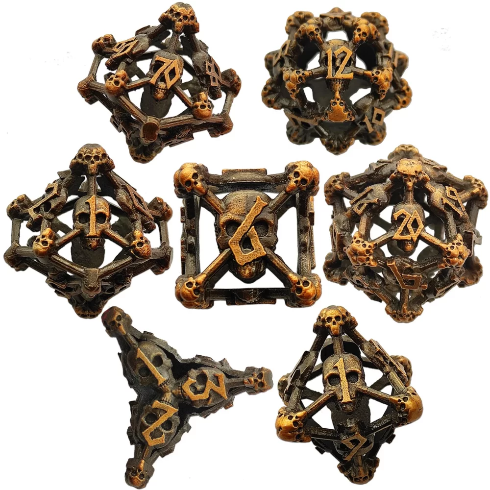 DND Metal Dice Set, Crânio do Dia das Bruxas, RPG D & D TRPG Board Games, Acessório Poliédrico Dice, D6, D8, D10, D12, D20