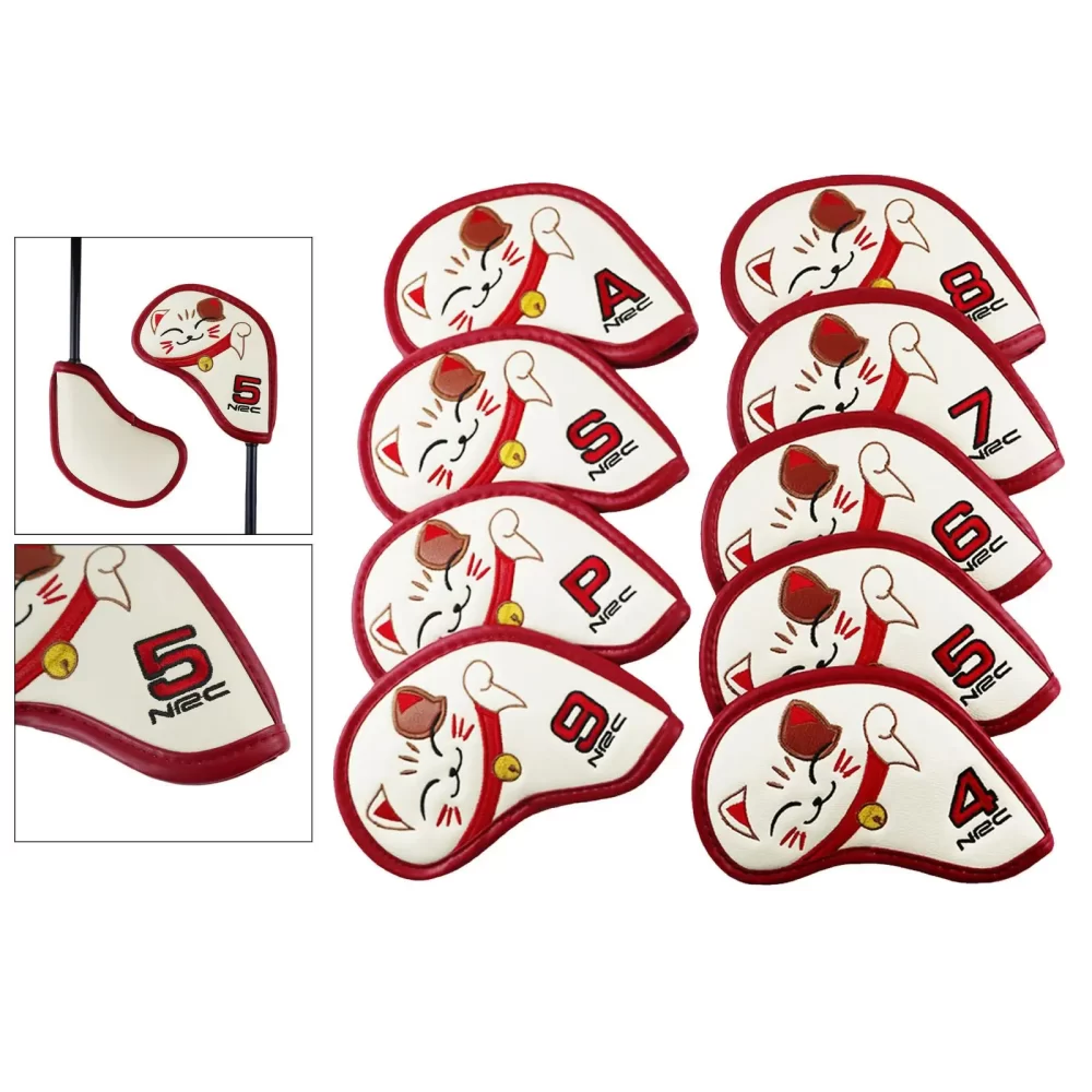 Fortune Cat Golf Cabeça De Ferro Tampa Set, Tampa Do Clube, 9Pcs - Image 3