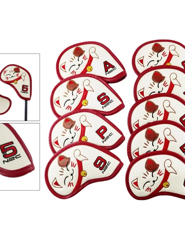 Fortune Cat Golf Cabeça De Ferro Tampa Set, Tampa Do Clube, 9Pcs - Image 3