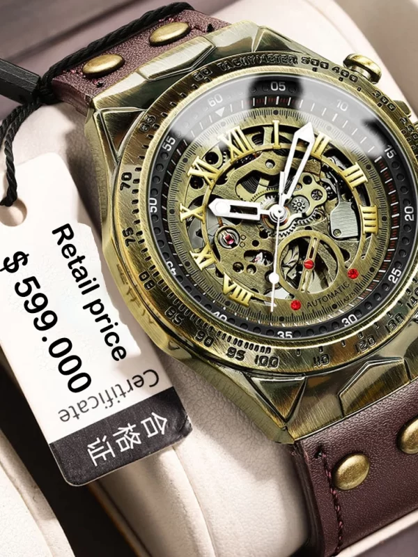 BINBOND new top brand high-end quality retro men's fashion casual bronze automatic mechanical watch waterproof mechanical watch.
