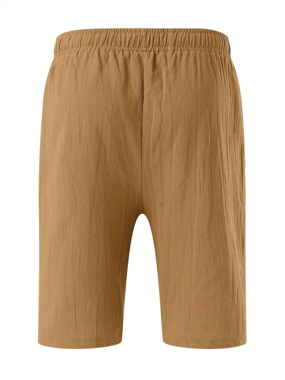 Calção de algodão e linho masculino, elástico na cintura, monocromático, respirável, diário, praia, cinco calças casuais, verão - Image 2