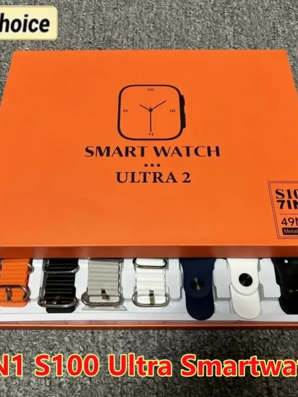 S100 Ultra Smartwatch Strap com estojo protetor, 7in 1 Watch Straps, 2.2HD Amoled Circular Screen, ECG Monitoring, Novo