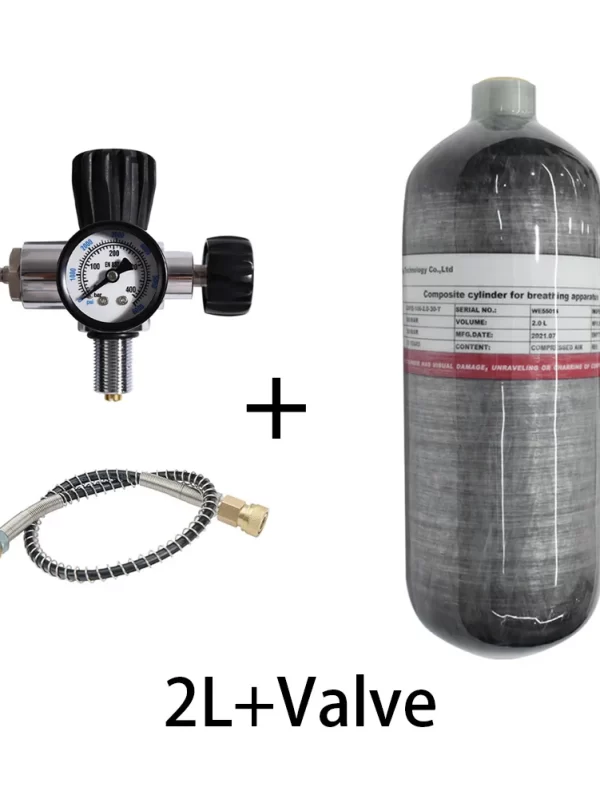 TUXING 300Bar 2L Carbon Fiber Cylinder 4500psi High Pressure Fill Station Tank with Regulator Gauge Scuba Diving Thread M18*1.5