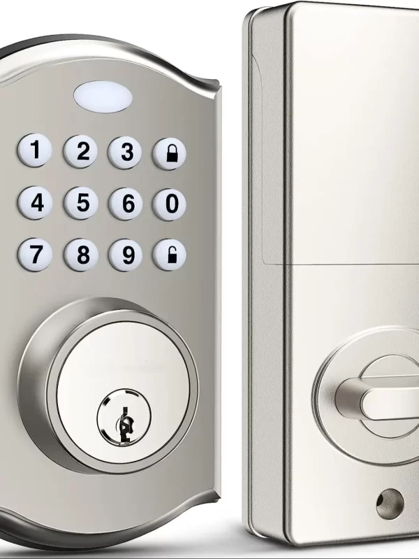 Keyless entry door lock - electronic door lock with keypad, smart latch lock with automatic lock, safe waterproof smart lock 19l