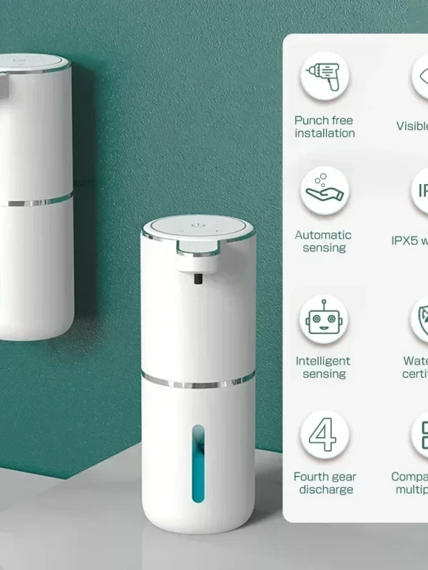 380ML Automatic Foam Soap P11 Dispenser Bathroom Smart Washing Hand Machine With USB Charging White ABS Material