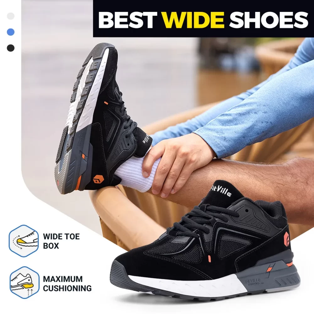 Fitlouis-Sapatos de caminhada masculinos, extra largo, tênis leves para pés chatos, salto em arco, alívio da dor, tênis antiderrapante - Image 2
