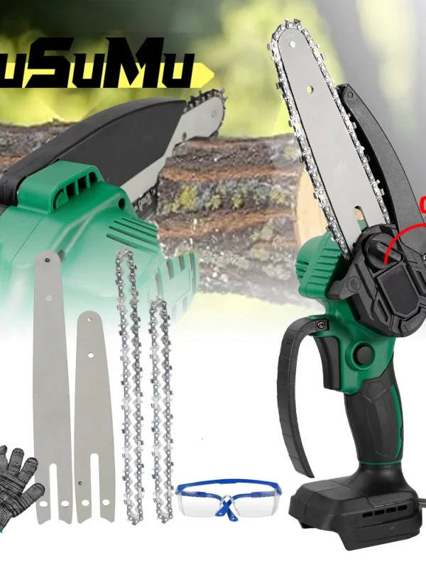 6+8Inch Brushless Electric Chain Saw 21V Cordless Woodworking Handheld Pruning Chainsaw Portable Garden Cutting Trimming Tools