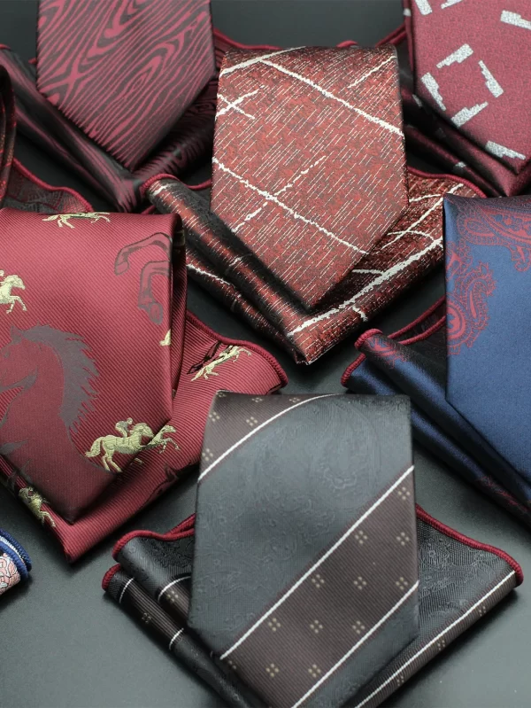 Conjunto Clássico de Gravatas Masculino, 100% Seda, Formal, Luxo, Casamento, Alta Qualidade, Lenço, Festa, Novo, 8cm