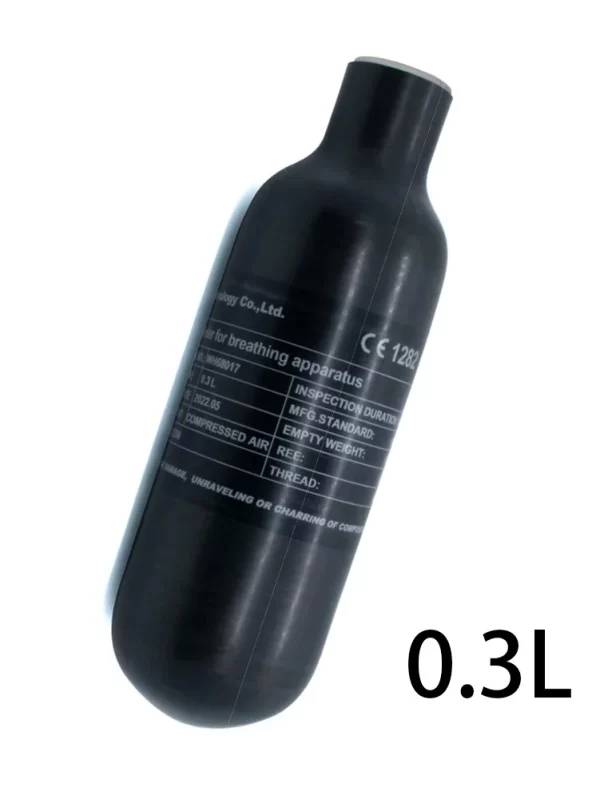 TUXING 4500Psi 300Bar 0.3L 300cc Carbon Fiber Cylinder High Pressure HPA Tank for Mini Diving Scuba Frosted M18*1.5