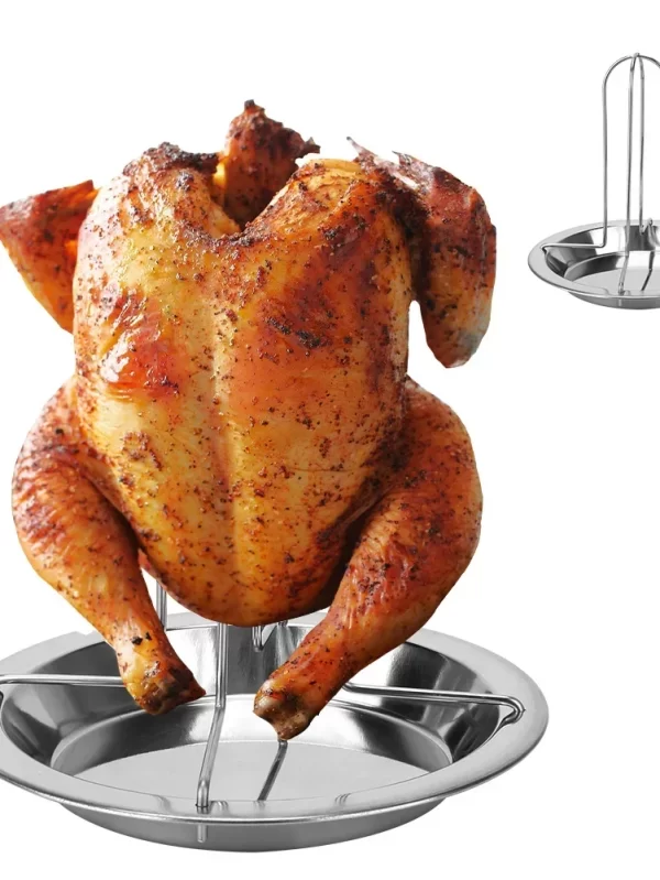 Suporte de grelha de assar antiaderente em aço carbono, Frango Roaster Rack, Cozinha ao ar livre para churrasco ferramentas, Prato de frango grelhado