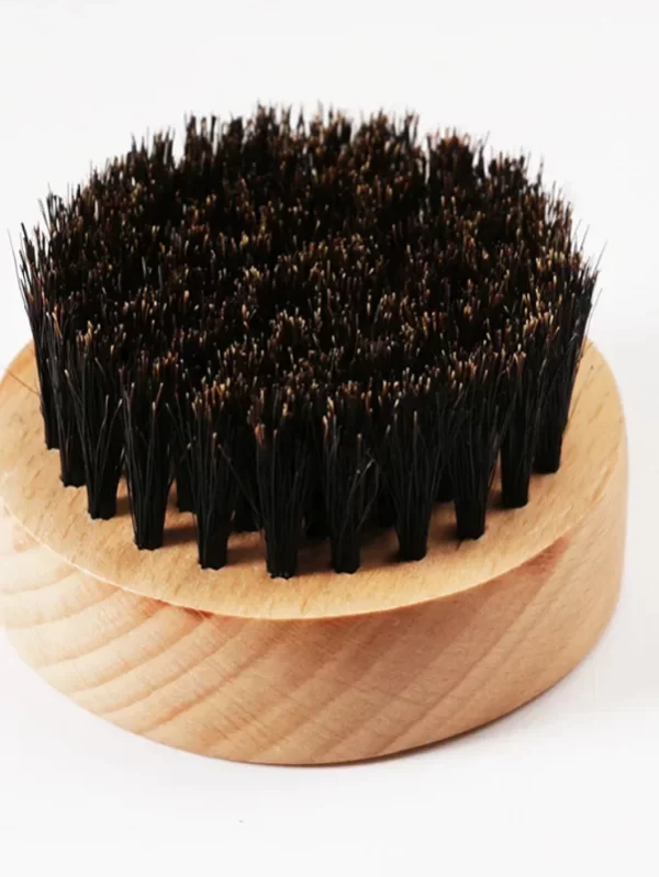 Facial hair100 % cerdas de javali preto dos homens cerdas de cabelo de javali duro redondo punho de madeira barba bigode escova conjunto rosto massagem - Image 3