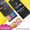 12 Color Metallic Colored Pencils Drawing Sketching Set Coloring Colour Pencils Brutfuner Profession Art Supplies For Artist