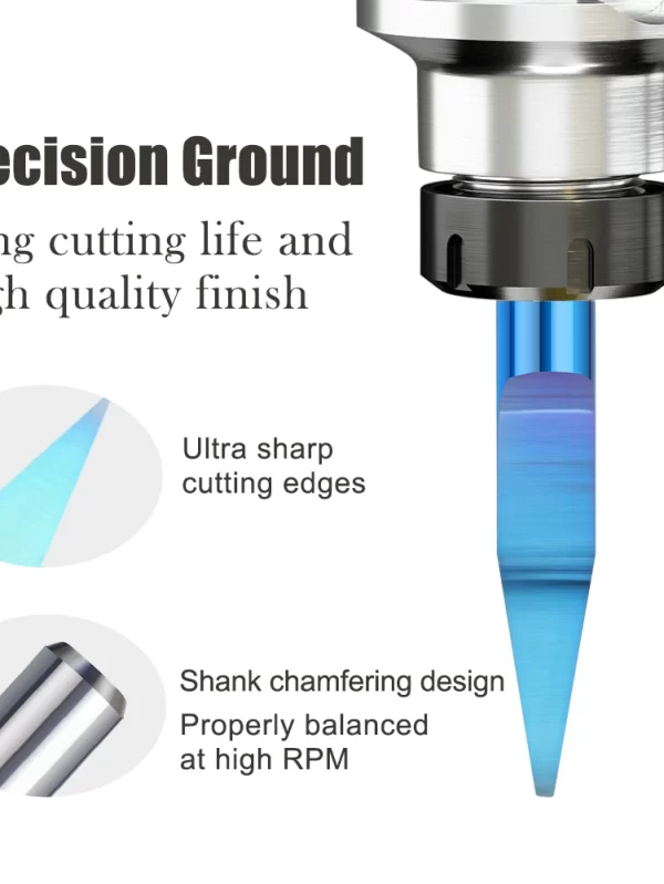 XCAN PCB Engraving Bit 10-90D V Shape Tip End Mill Tungsten Carbide PCB 3D Milling Cutter Nano Blue Coated CNC Router Bit - Image 3