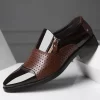 Sapatos formais pretos italianos para homens, Mocassins de casamento, Couro envernizado, Sapatos Oxford