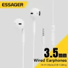 Fones de ouvido intra-auriculares com microfone, fones de ouvido estéreo, fones de ouvido esportivos, controle em linha para telefones, 3,5mm