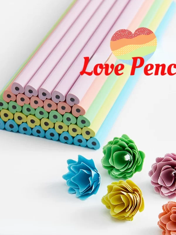 20Pcs/Lot Cute Love Pencil HB Resin Heart Shaped Macaron Color Pen Holder Writing Pen Drawing Pencil Sketch Kids School Supplies