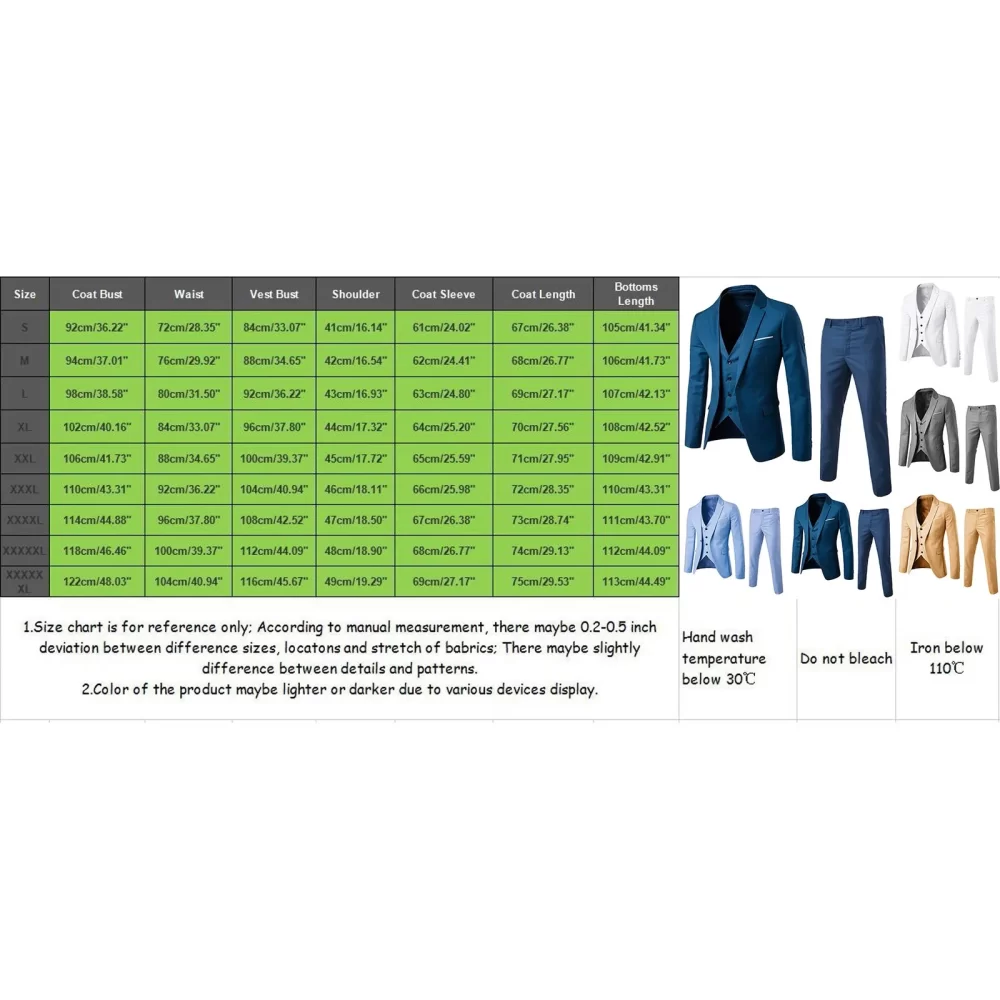 Men’s Suit Slim 3 Piece Suit Business Wedding Party Jacket Vest & Pants Coat European American Style Social Dress Shirts Pants - Image 6