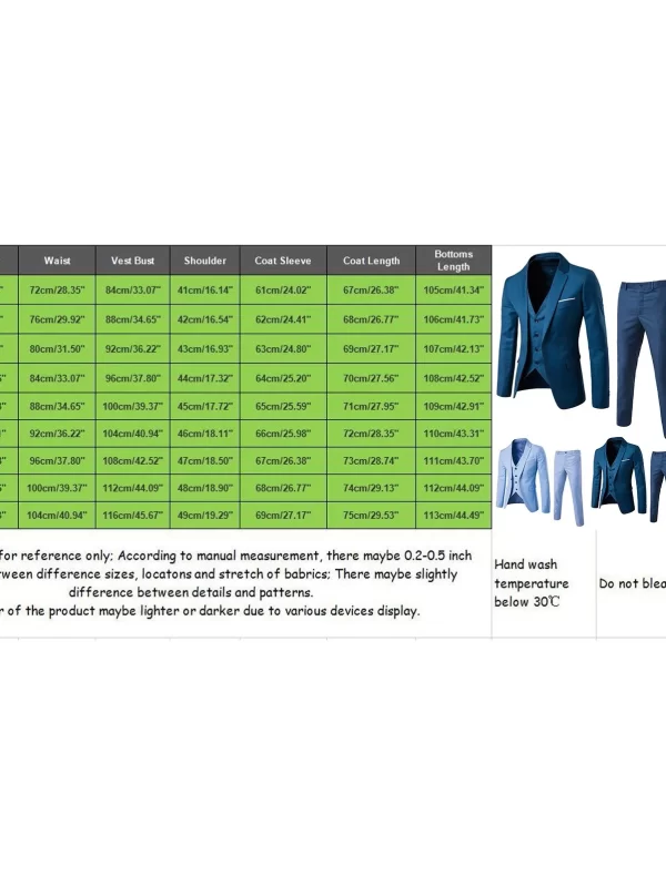 Men’s Suit Slim 3 Piece Suit Business Wedding Party Jacket Vest & Pants Coat European American Style Social Dress Shirts Pants - Image 6