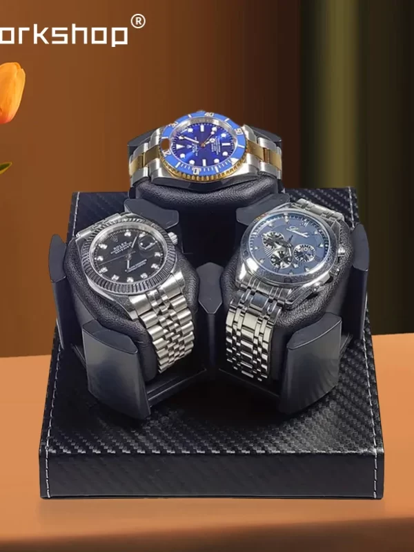 Niworkshop Automatic Watch Winder, Luxury PU leather 3 Slots Watch Storage Case with Quiet Motor, Memory Cotton Watch Pillow