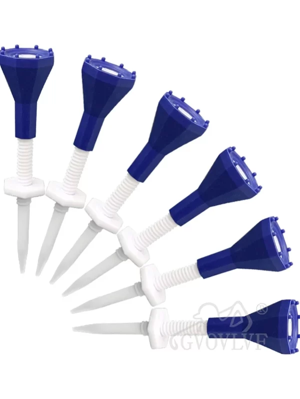 T de golfe plástico com cabeça de silicone, altura pode ser ajustada, estável, 88 mm longo, 6pcs por saco