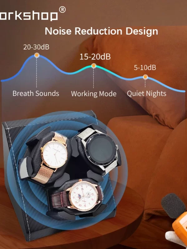 Niworkshop Automatic Watch Winder, Luxury PU leather 3 Slots Watch Storage Case with Quiet Motor, Memory Cotton Watch Pillow - Image 4