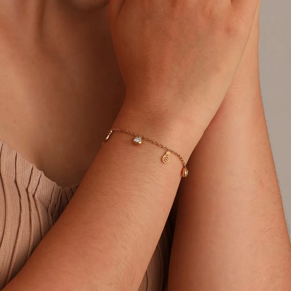 Pulseira De Zircão De Aço Inoxidável, Abacaxi, Borboleta, Árvore Da Vida, Luz Pingente De Cacto, Artesanato De Luxo, Pulseiras Coreanas, Jóias - Image 6