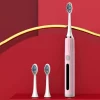 Escova de dentes elétrica ultrassônica para adultos, escova de dentes portátil com 3 cabeças de escova duradoura, alimentada por bateria