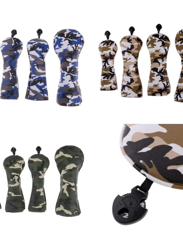 Golf Club Head Covers, camuflagem intercambiáveis, ajustável resistente ao desgaste Tampa De Madeira Set com Número 135UT Clubes Set, 1 Set