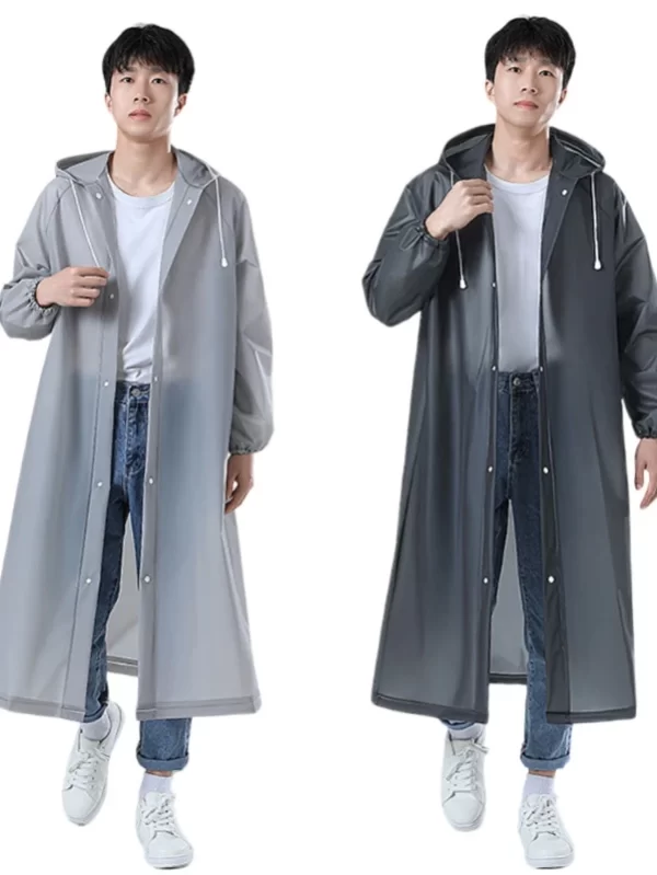 EVA Impermeável Long Raincoat, Impermeável reutilizável para adulto, Esportes ao ar livre, Casaco de chuva para caminhadas, Reutilizável
